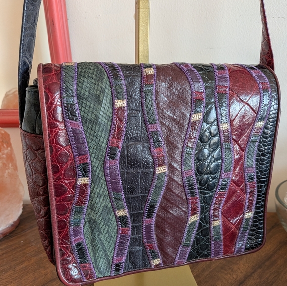 Sharif Handbags - Sharif USA Multicolor Patchwork Leather Shoulder Bag